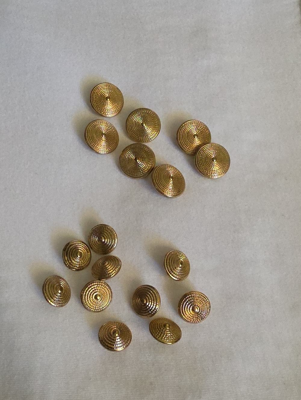17 Vintage Gold-Tone Textured Dome Buttons